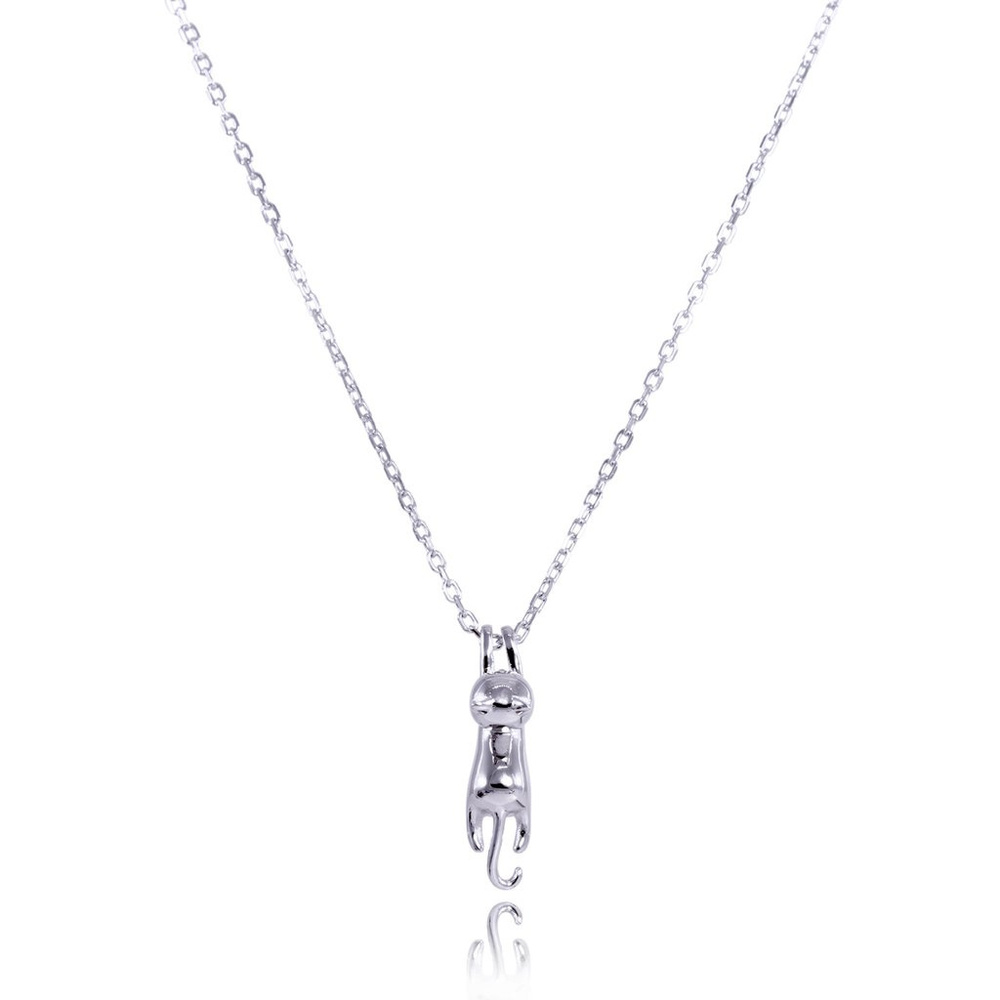 New Cat Necklace Sterling Silver 3D Pendant - Picture 4 of 4